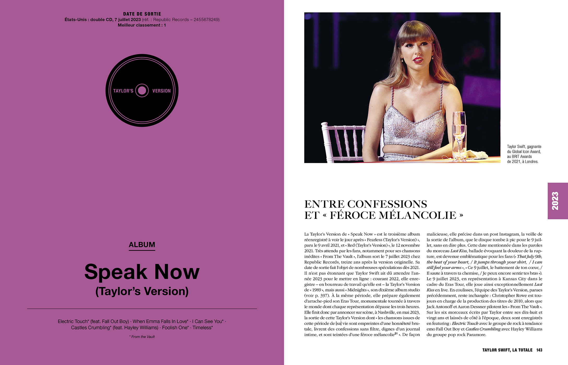 2e page intérieure de Taylor Swift La Totale